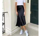 2025 Summer Chic Office Satin Midi Skirt Women Fashion Korean Casual High Waist Elegant Slim Long Skirt Chic Female Office Lady