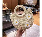 Handwoven Straw Rattan Half-Moon Beach Handbag Large Capacity Women Summer Hollow Out Crossbody Shoulder Bag