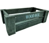 Tradineur - Caja de madera con asas "Wood Box" - Almacenamiento y organización - Caja Multiusos, Decoración, Herramientas, cocina, etc. - 22 x 12 x 7 cm - Color Gris