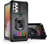 Best Sale Armor Card Holder Phone Case For Samsung A52 72 12 13 14 15 22 23 25 35  Back Covers Ring Phone Bag For Galaxy A73 A53