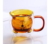 201-300ML Double Wall Glass mug Creative Cute Bear Coffee Mugs Milk Juice Tea Mug Cup Valentine's Day Child Lover Christmas Gift