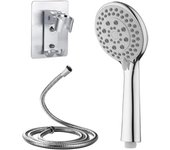 Cabezal de Ducha Que Ahorra Agua, Rociador de Ducha Universal Cromado, Alcachofa de Ducha con Manguera de 1,5 m, Adecuado para Bañarse y Ducharse en Familia(Plata)