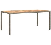 Mesa de Jardín Madera Acacia sintético gris 190x90x75 cm