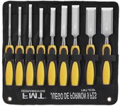 9 Piece Wood Chisel Set for Woodworking CR-V Steel Beveled Edge Blade Durable PVC High Impact Handle Wood Chisel