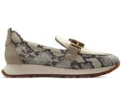 Hispanitas PHV253919 Zapato mocasín de piel,náutico adornado con cadena,sin cordones,suela blanca de goma,rejilla,calado, para señora