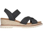 Cómoda  Sandalia de mujer Skechers BOBS DESERT CHILL - SWEET CROSSING en suave tejido gris con ajuste elástico al tono. Plantilla cómoda y acolchada Memory Foam. Altura Tacón bajo (1-3 cm) Referencia 114685-CCL