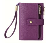 Billetera Corta Clásica De Color Sólido Vintage, Monedero Minimalista De Mano, Bolso De Tarjetas De Moda Con Muñequera