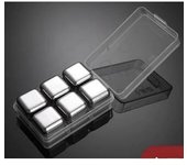 Piedras de Acero Inoxidable para Whisky, Cubitos de Hielo de Metal, Piedras Congelados de Whisky, Piedras de Refrigeración Reutilizables, Piedra de Enfriamiento, Juego de Cubos de Hielo de Metal (6)