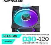 Phanteks D30-120 case 120mm Fan Regula/ Reverse Airflow 4pin PWM, 30mm Thick/ four-sided Magic Color Wireless Stitching