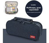 Multi layer large capacity canvas pencil case for students, simple and multifunctional pencil case, hand-held stationery storage