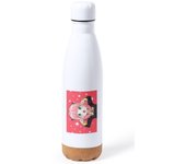 BIDON 750 ML ACERO INOXIDABLE CON ADORNO DE CORCHO spy x family niña anya kawaii cute mona tapon seguridad botella anime manga seinen super guerrero sagaandroides