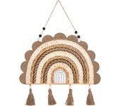 CAPRILO REGALOS & DECORACIÓN Adorno Pared Multicolor Decorativo de Metal y Madera "Arco Trenzado". Cuadros y Apliques. Muebles Auxiliares. Decoración Hogar Marina. Regalos Originales. 40,50 x 2 x 38 cm