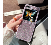 Rhinestone Glitter Sequins Trim Phone Case for Samsung Galaxy Z Flip 6 5 4 3 5G Soft TPU Frame Shockproof Cover for Galaxy Flip6
