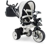INJUSA - Triciclo Infantil Evolutivo City Max | Triciclo a Pedales para Niños de 6 a 36 Meses | Mango de Dirección Parental Extensible | Capota Solar | Mochila | Arco y Cinturón de Seguridad | Cubeta Trasera | Cubiertas de Goma EVA en Ruedas | Blanco