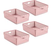 Plastic Forte Atlas - Set de 4 Cestas Multiusos de Ordenación Rectangulares Nº 4. Rosa