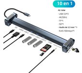 USB C Hub Multiport Adapter 10 in 1 Portable Dongle 4K HDMI PD 100W USB 3.0 Gigabit Ethernet RJ45 Docking Station Laptop Stand