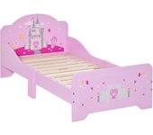 HOMCOM Cama Infantil para +3 Años 143x73x60 cm Cama para Niños de Madera con Barreras de Protección Carga Máx. 50 kg Rosa