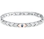 Maserati Pulsera Hombre Iconic Br Ss Rg+blue 18+3.5cm De Acero Gris, Oro Rosa, Plateado