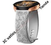 18mm 20mm 22mm Rose engrave Band for Samsung Galaxy Watch 7654 40mm 44mm Gear S3 Silicone Cute Strap Classic 43mm 45mm Active 2