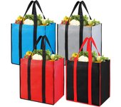 Bolsas de compresas reutilizables y plegable para la cocina, paquete de 4, bolsa de mano utilitaria a Granel, canasta de Bolsas (Negro)