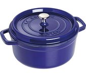 STAUB Asador/Cocotte de hierro fundido, Redondo 24 cm, 3,8 L, Azul oscuro