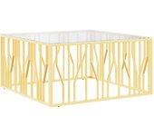 vidaXL Mesa de centro acero inoxidable y vidrio 100x100x50 cm Plateado, Dorado, Dorado y negro Mesita de Salón o Comedor o Auxiliar Mesa de Café Meuble Salón