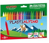 CERAS PLASTIALPINO – ESTUCHE DE 24 COLORES SURTIDOS – RESISTENTES Y LIMPIAS – MARCA ALPINO