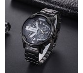 CAGARNY Original Brand Big dial 6820 Stainless Steel dual time zone Man Watch Date Waterproof Fashion Casual Men's Quartz Watch