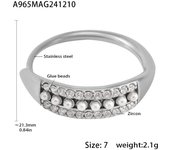 Encanto Hermosos anillos de acero inoxidable para mujer, chapado en oro, Vintage, colorido, concha de circón, anillo con cuentas, regalo de joyería de lujo,elegante perlas de imitación de acero inoxidable encanto elegante anillo chapado en oro