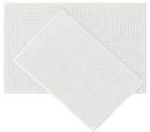 Juego de alfombras de baño de 2 piezas, juego de alfombrillas de baño de felpa de chenilla suave de secado rápido con respaldo de goma, juego de alfombras de baño absorbentes, alfombras de baño lavables para baño, blanco, 24 x 16 + 30 x 20