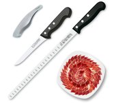 3 Claveles POM - Kit Profesional de Cuchillo Jamonero con Deshuesador y Pinzas
