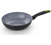 Monix - Wok Eco Nature 28 cm, Aluminio Forjado, Antiadherente Cerámico, Durabilidad, Mango Ergonómico