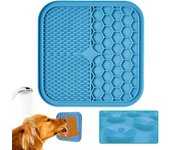 Alfombrilla para perros con ventosa, sin BPA, alivio de la ansiedad, cuenco antisangre para perros, fácil de lavar, preparar y entrenar al perro (pequeño (15*15*1CM) azul)