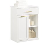 SoBuy BZR66-W Armario de Baño Mueble de Almacenaje con 1 Cesto para Colada y 1 Cajón Blanco 66 x 37 x 95 cm ES