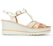 Pikolinos W3Z-1836C1 Sandalias con cuña para mujer blancas en piel 85434