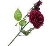 Artificial Rose Silk Red Rose Simulation Rose 1 flower 2 Bud Real Touch Fake Flowers Home Decoration Wedding Bridal DIY Bouquet