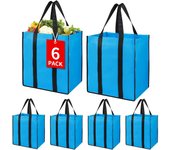 Bolsas de compresas reutilizables y plegable para la cocina, paquete de 4, bolsa de mano utilitaria a Granel, canasta de Bolsas (Negro)
