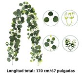 Artificial Green Leaf Garland Imitation Eucalyptus Leaves 78in Vine with White Flowers Berries for Wedding Home Party Decoration