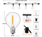 G40 Indoor Outdoor String Light E12 Socket EU plug 220V Connectable Dimmable Vintage Fairy Light Chain For Backyard Patio Decor