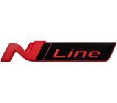 AUTOZOCO Emblema Adhesivo N Line, Emblema N Line, Insignia N Line, Insignia Adhesiva N Line, Apto para Maletero, Compatible con Hyundai, Aleación de Zinc, 12 mm x 2.5 mm, Rojo-Negro