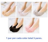 10Pcs=5Pair Funny Five-finger Women Sock Summer Ultrathin Invisible Lace Sokken With Silicone Anti-skid Breathable Anti-friction