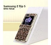 Electroplated Leopard Print Leather Phone Case for Samsung Galaxy Z Flip 5 4 3 Flip5 Flip4 Flip3 5G Drop Shockproof Hard Cover
