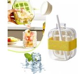 Cubitera 2 en 1 sin contacto, con tapa y recipiente, ideal para el verano, bandeja vertical fácil de abrir para café y zumo congelados (blanco, 800 ml)