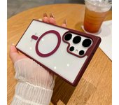 Frosted Frame Magnetic Magsafe Cases for Samsung Galaxy S24 S23 S22 Ultra Plus Wireless Charging Acrylic Bumper Cell Phone Cover