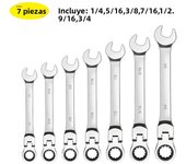 SAE Flex-Head Ratcheting Combination Wrench Set - Premium 72-Teeth Gear Chrome Vanadium Nickel Plated，Ratcheting Combination Wre