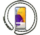 Tumundosmartphone Funda Colgante Transparente para Samsung Galaxy A72 con Cordon Verde / Dorado