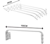 Percha de ropa plegable retráctil blanca, para balcón, toallero doméstico, toallero de baño, perchero plegable retráctil de pared, para interior, secado invisible, 100 cm