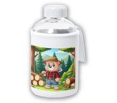 MERCHANDMANIA BIDON CRISTAL CON FUNDA SOFT SHELL oso leñador profesion tala talador bosque tapon seguridad botella