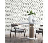 Muestra DIN A4 de Papel pintado vinílico ecológico moderno nórdico de rombos color blanco gris - Nordic Room 679815 de GAULAN