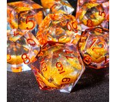 7PCS Sharp Resin Dice Set Liquid Core Dice & Sharp Edge Role Playing Games Dice,Gold foil resin dice